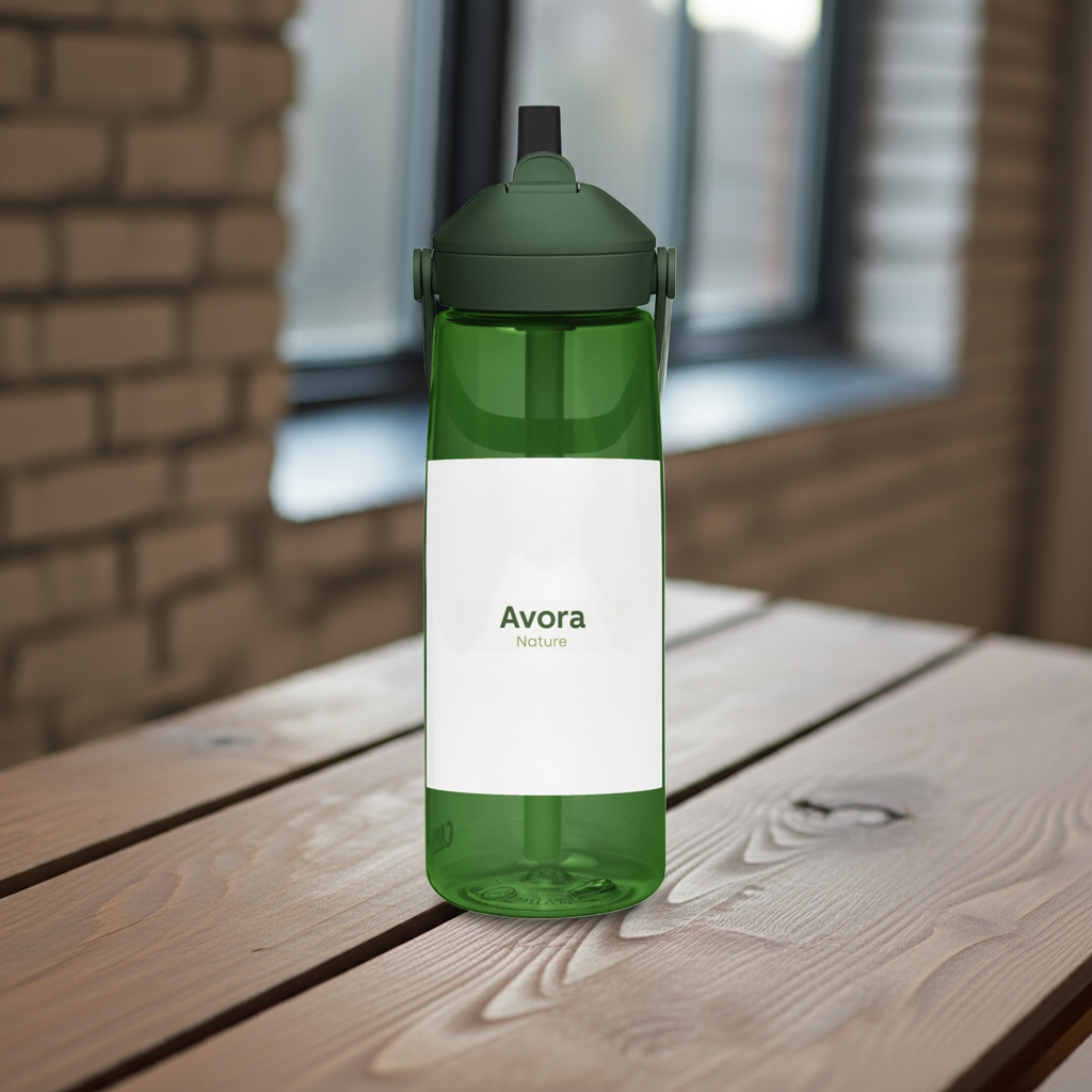 Flip straw water bottle
