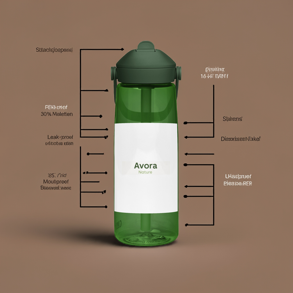 Flip straw water bottle