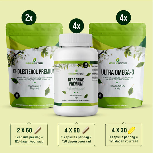 Cholesterol Premium Bundel - 4 maanden Supplementen ter ondersteuning van het cholesterol