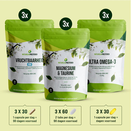 Vruchtbaarheid Man Premium Bundel - 3 maanden Supplementen voor de mannelijke vruchtbaarheid