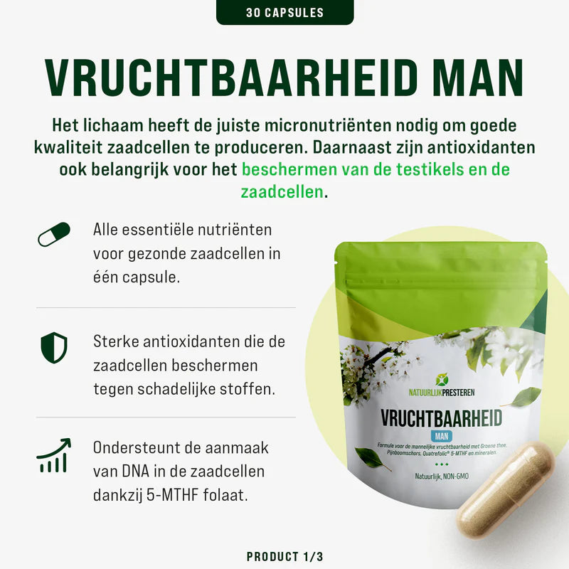 Vruchtbaarheid Man Premium Bundel - 3 maanden Supplementen voor de mannelijke vruchtbaarheid
